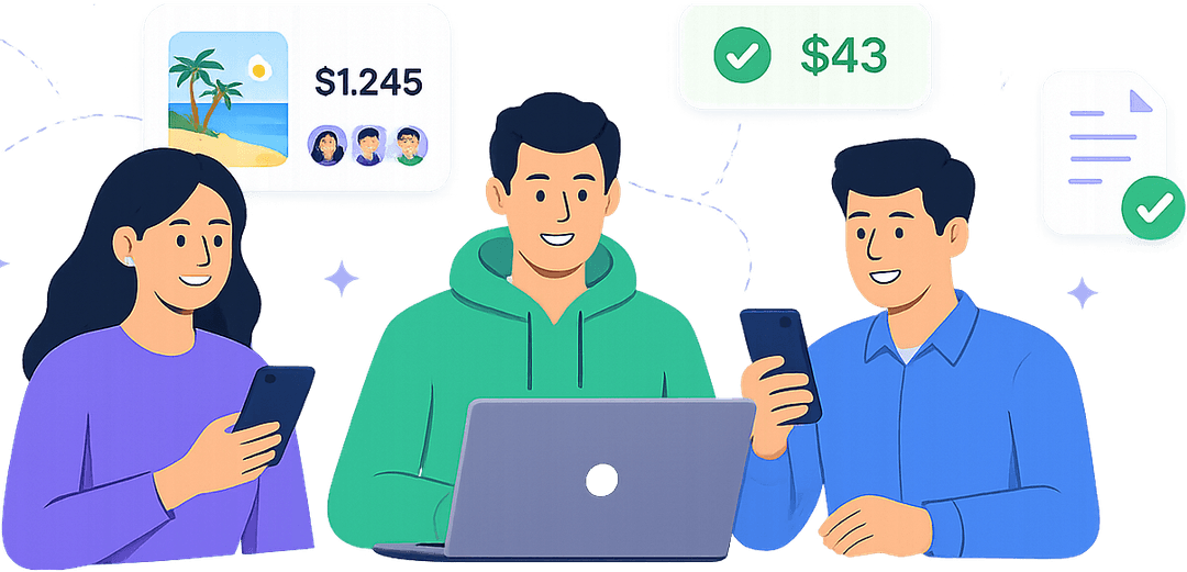 Friends organizing shared trip and roommate expenses with SplitCost