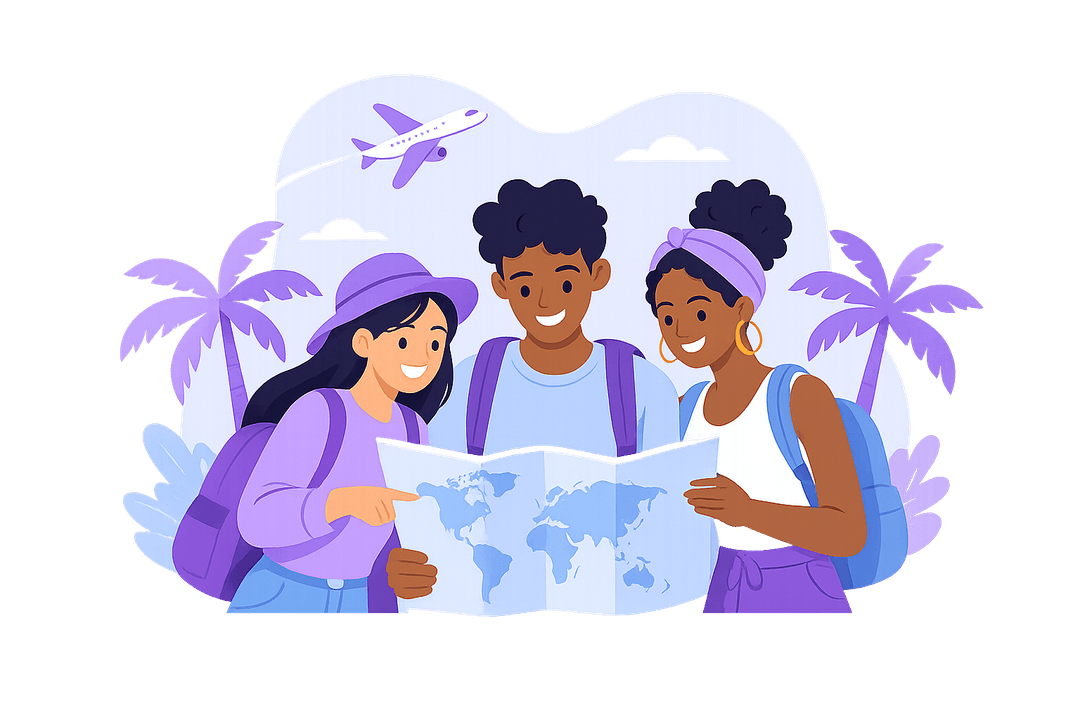 Friends planning a trip together